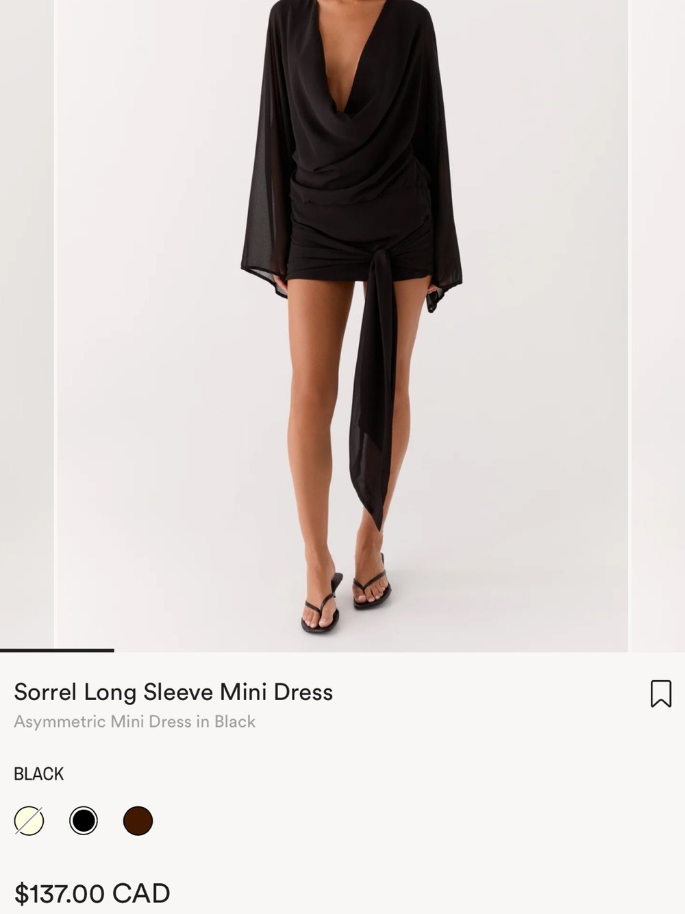 Peppermayo Sorrel Long Sleeve Low neck Black Mini Dress